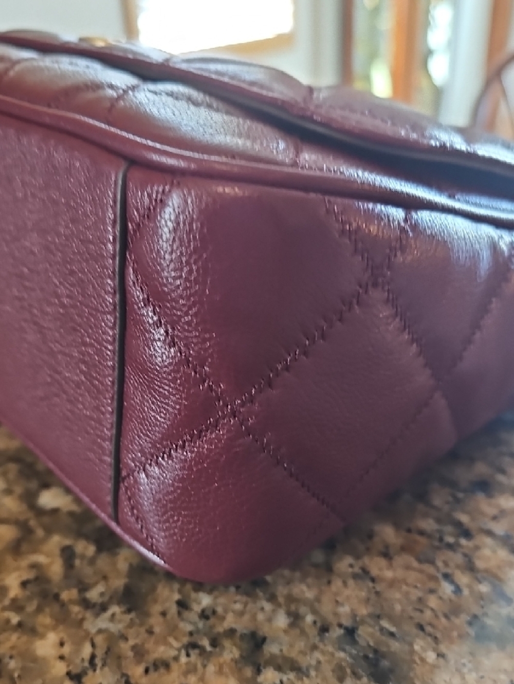 Tory Burch Quilted Willa Leather Shoulder Bag - Wine/claret with Gold Hardware - Picture 11 of 15